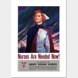 Vintage Advertising Poster Nurses are needed now Posters and Art